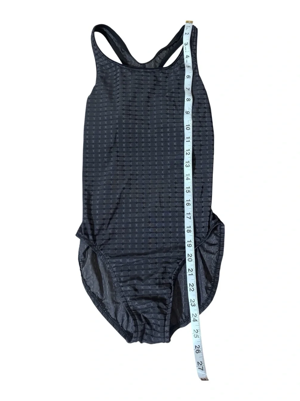 Nike Girls' Black Textured Racerback One-Piece Swim
